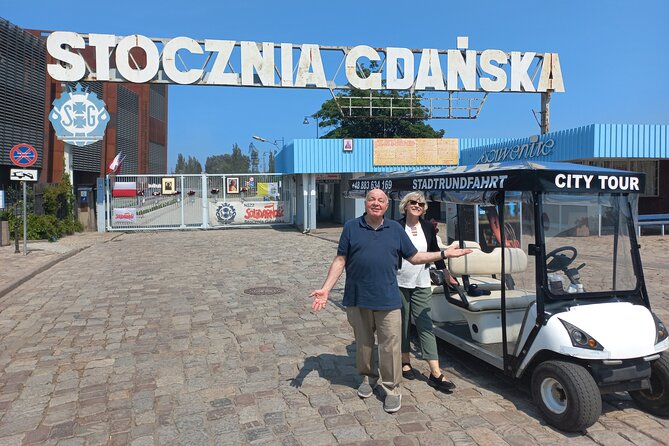 Gdansk: Private City Sightseeing Tour by Buggy/Cart LIVE GUIDED - Port power: cranes, old industry, and the waterfront mindset